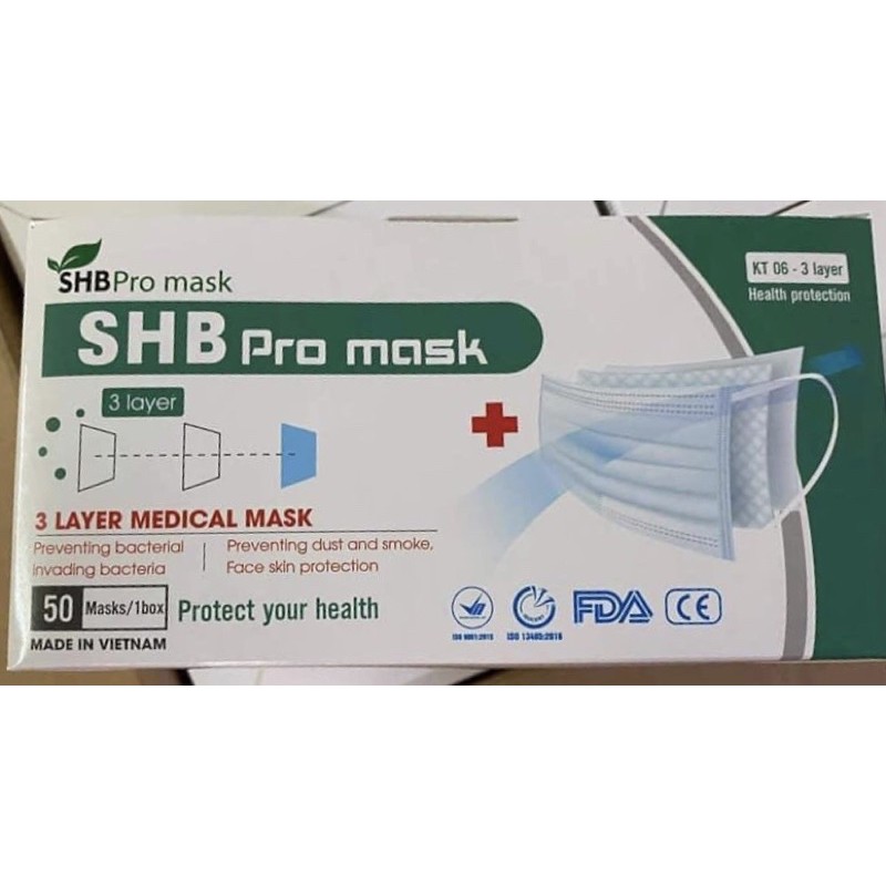 Khẩu trang y tế SHB Pro mask 3 lớp (Hộp 50 chiếc)