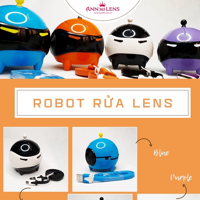 [𝗥𝗨̛̉𝗔 𝗟𝗘𝗡𝗦] Robot - Máy rửa lens đa năng chạy bằng pin (Cáp sạc USB +Full bộ dụng cụ đeo lens)