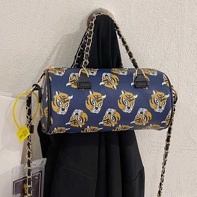 IELGY Túi Đeo Vai Hình Trụ In Họa Tiết Hoạt Hình Dễ Phối Đồ Thời Trang Cho Nữ