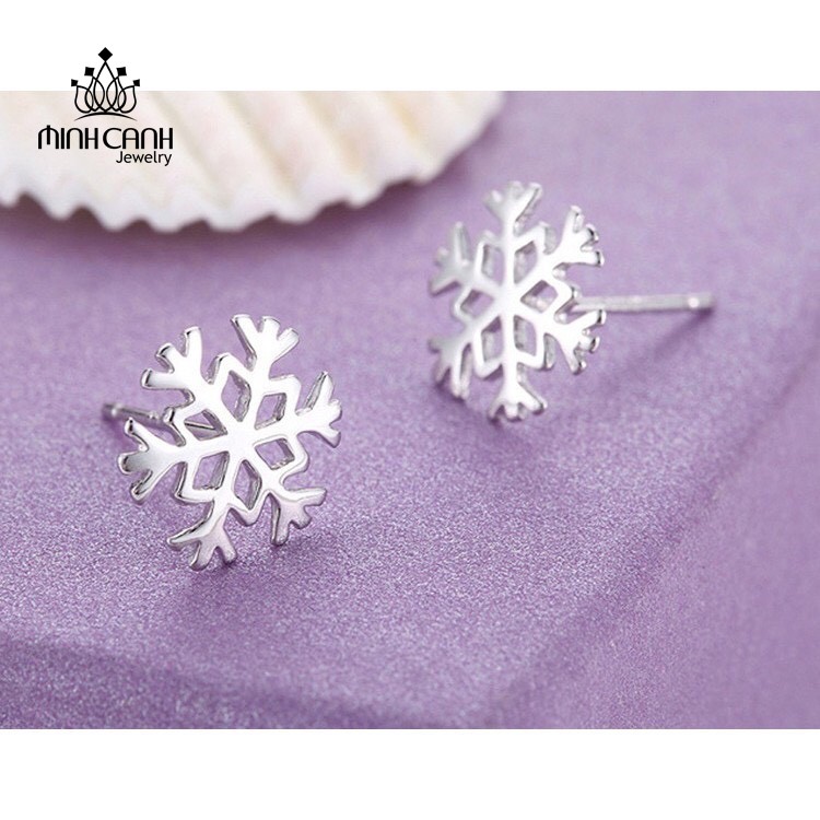 Bông Tai Hình Bông Tuyết Trơn Không Đính Đá - Minh Canh Jewelry