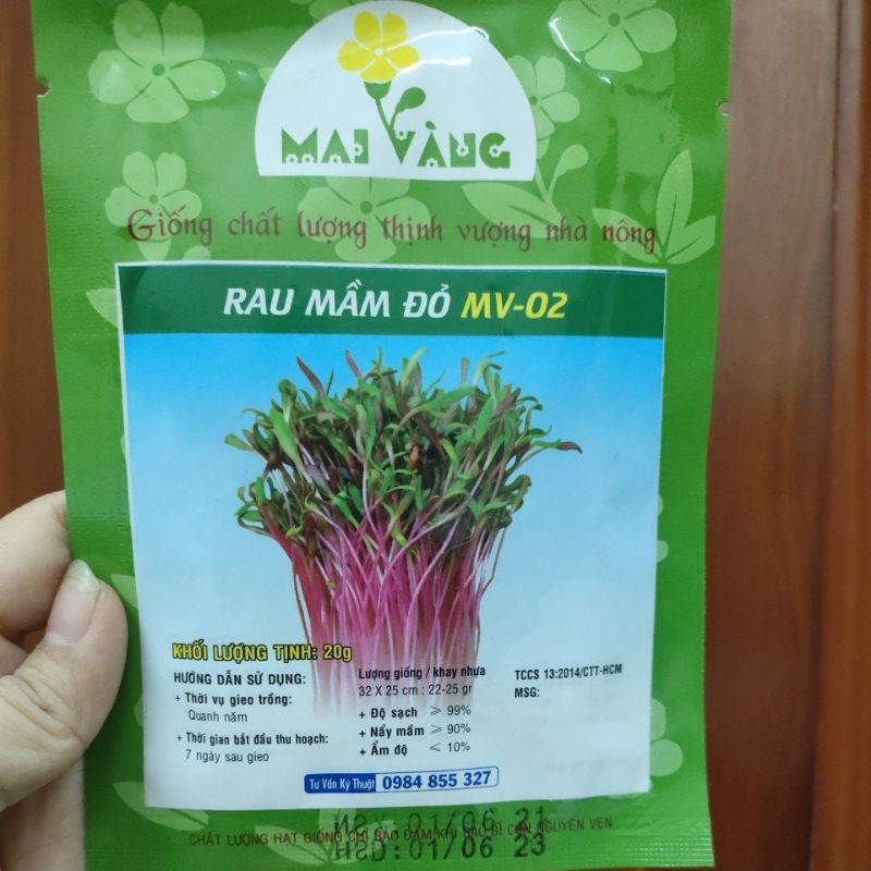 [Gói 20g] Hạt giống Rau Mầm đỏ