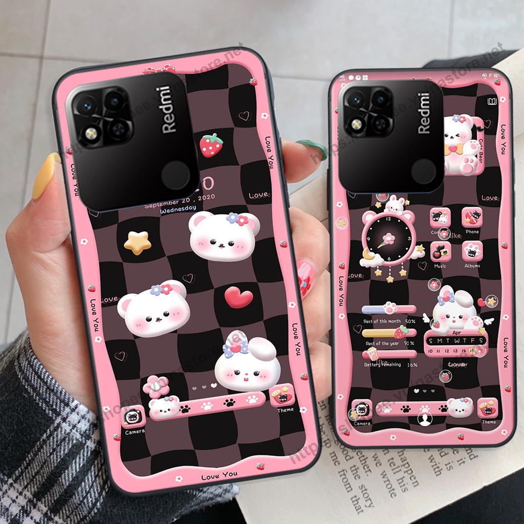 Ốp lưng Xiaomi Redmi 10A gấu, đồng hồ dễ thương cute giá rẻ