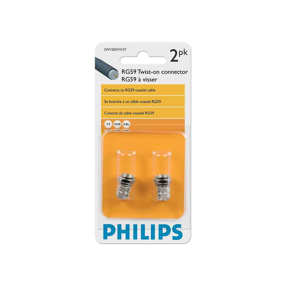 Đầu nối cáp đồng trục RG59 ( loại F ) Philips SWV 2021H/37 màu vàng , SWV 2021W/37 màu bạc