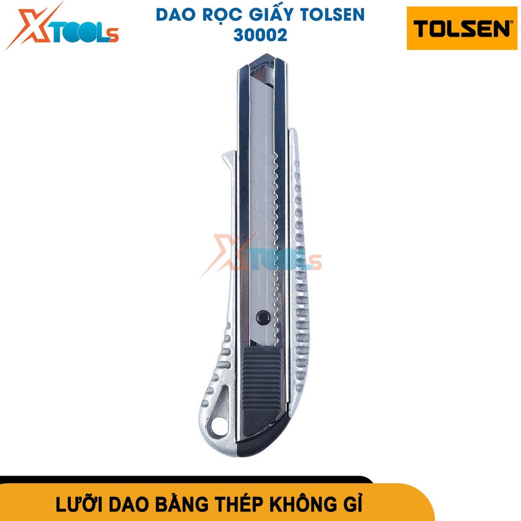 Dao rọc giấy Tolsen 30002 lưỡi thép cao cấp tay cầm nhựa ABS và TPR thiết kế vừa vặn cầm nắm dễ dàng[CHÍNH HÃNG][XTOOLS]