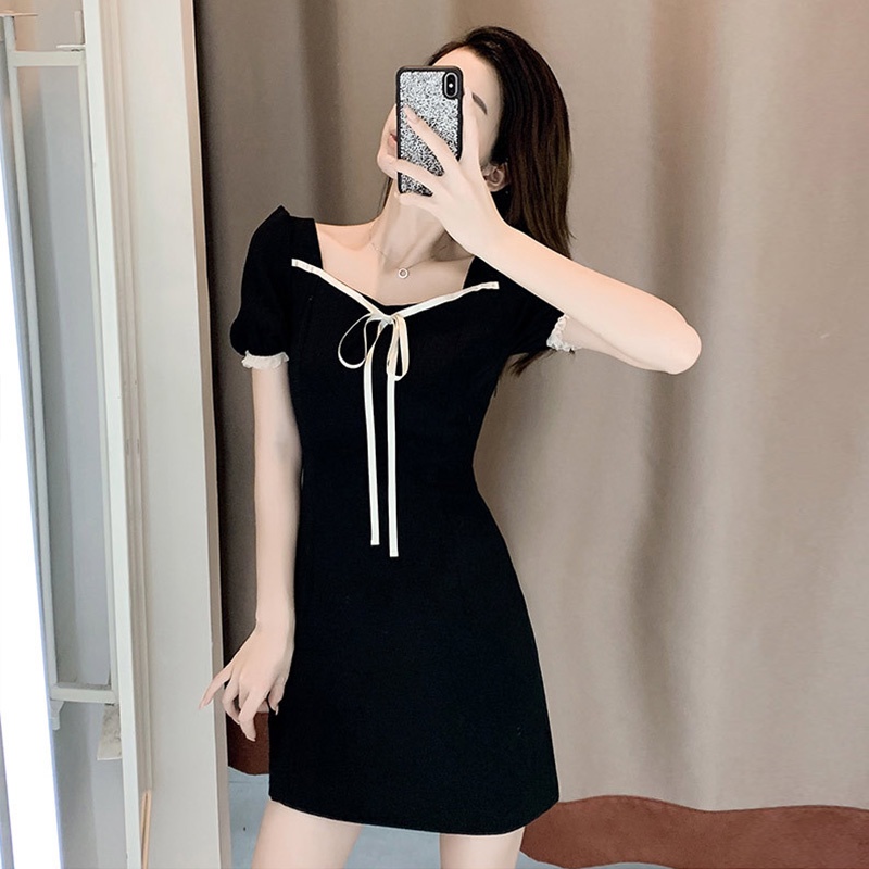 Đầm YEYA tay phồng lưng cao thời trang Pháp đơn giản dành cho nữ