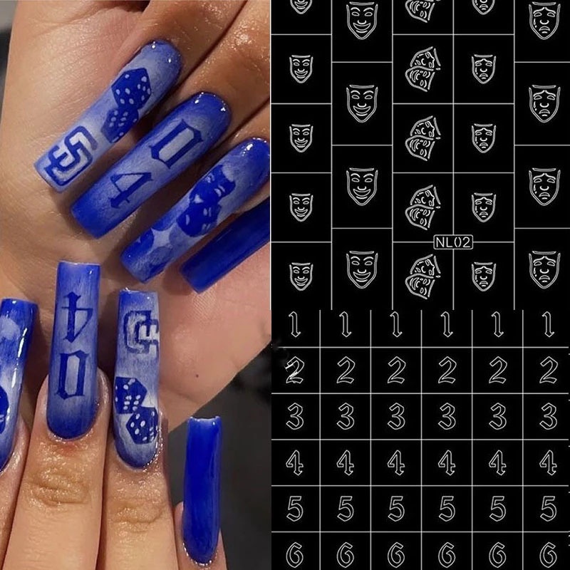 [Hàng mới về] 1 Tờ miếng dán trang trí móng tay họa tiết bướm số trái tim diy