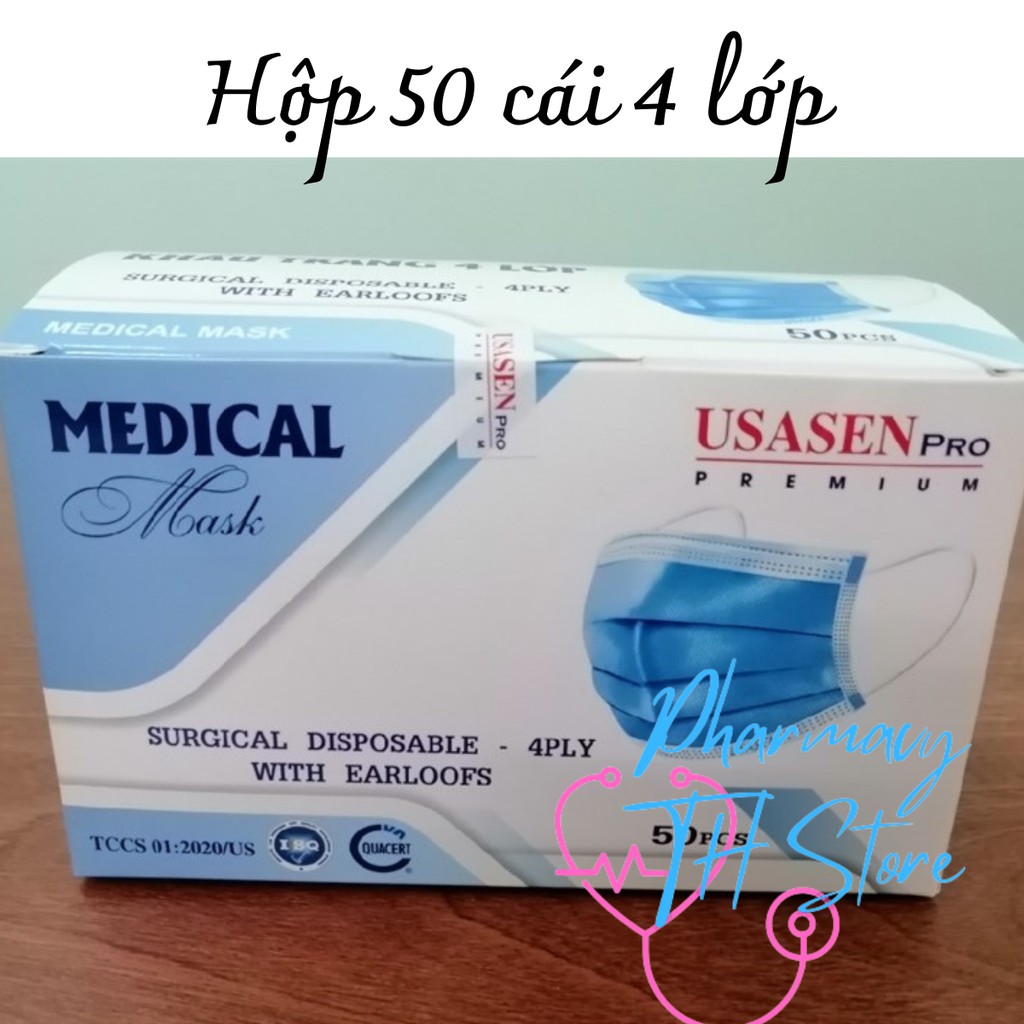 Khẩu trang y tế 4 lớp USASEN PRO - Hộp 50 cái - Pharmacy TH Store