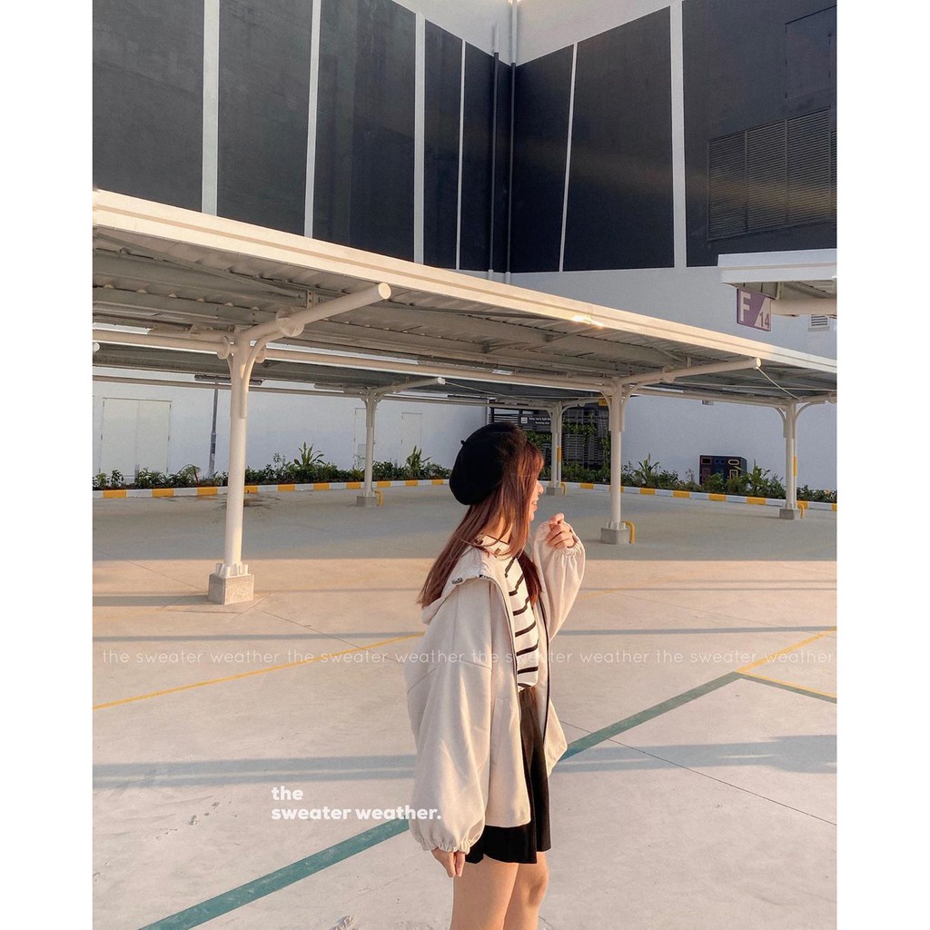 Áo khoác nhung lì kéo khóa tay phồng | BigBuy360 - bigbuy360.vn