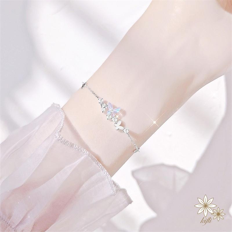 【kifli】Vòng Tay Hình Bướm / Lưỡi Liềm Cao Cấp Nhẹ Nhàng Sang Trọng Cá Tính Dành Cho Bạn Gái