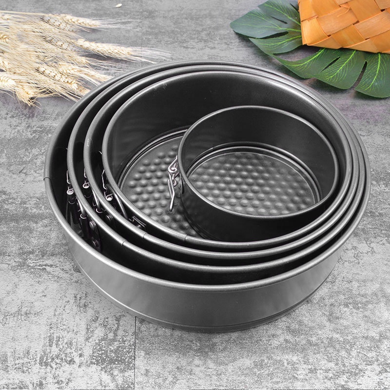 Khuôn Nướng Bánh Tròn Bằng Thép Carbon Chống Dính Màu Đen 4 / 6 / 8 / 10 inch