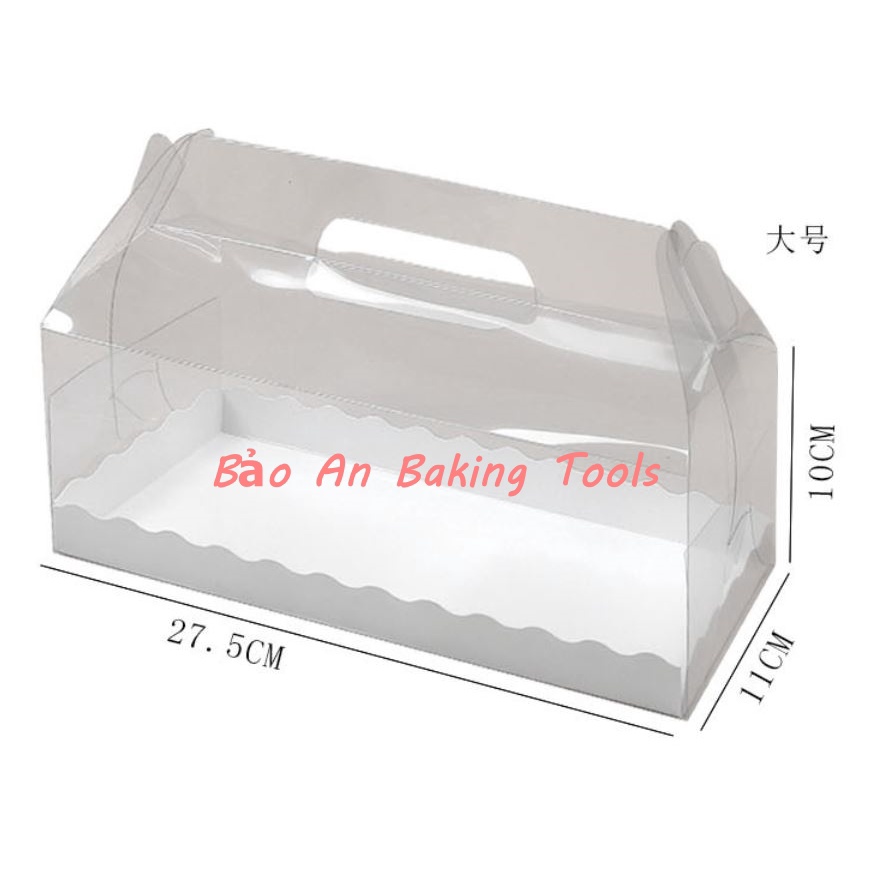 Hộp mica có quai đựng bánh kem cuộn