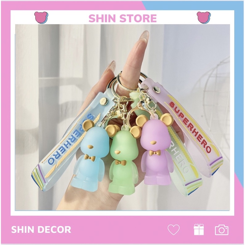 Móc khoá gấu hàn quốc dễ thương  hot trend tiktok phụ kiện túi xách MK31 - Shin Store