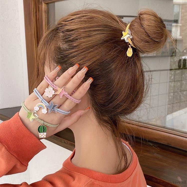 Dây buộc tóc mặt tròn nhỏ màu trơn cho nữ