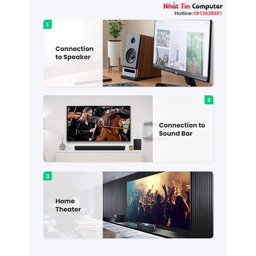 Cáp âm thanh Audio Coaxial RCA to RCA bọc Nynol dài 2M Ugreen 10190 cao cấp