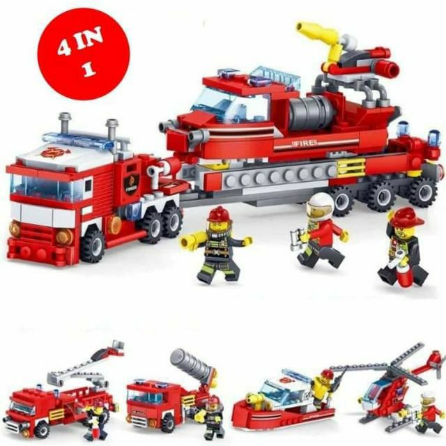 Bộ lắp ráp của kazi [4 trong 1] mô hình xe cứu hỏa thành phố