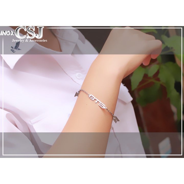Lắc tay inox nữ nhóm nhạc BTS Hàn Quốc và các thành viên - không đen, không gỉ, chuẩn thời trang 69