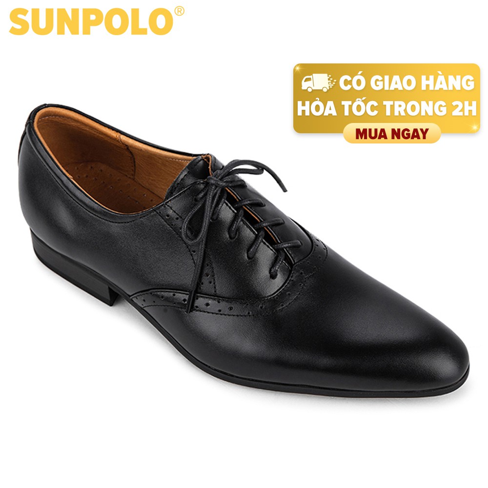 Giày Tây Nam Da Bò SUNPOLO Đen SUKS5572D
