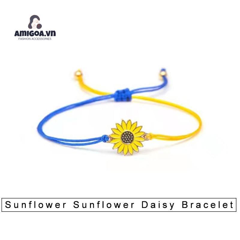 ✨✨Vòng Đeo Tay Bằng Sợi Sáp Dệt Hoa Hướng Dương/Hoa Cúc/Hoa Cúc Màu Vàng/Xanh Dương