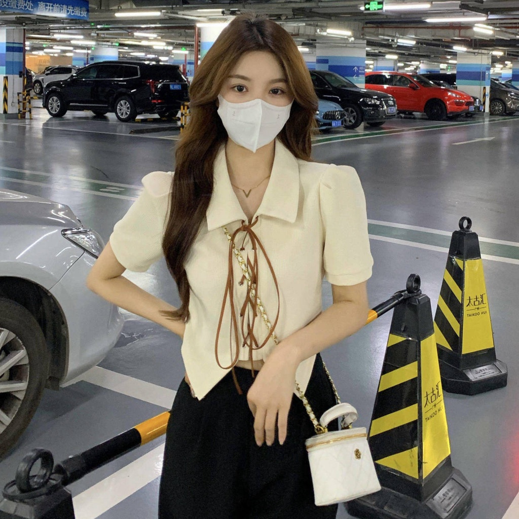 Áo polo Ngắn Tay Cột Dây Phong Cách Hàn Quốc Cho Nữ NZ-TX-285