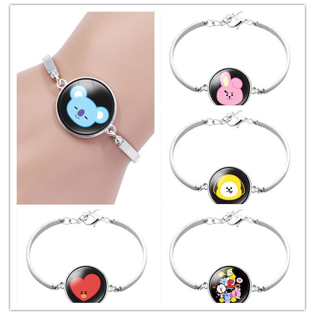 Vòng đeo tay mạ bạc họa tiết BTS BT21