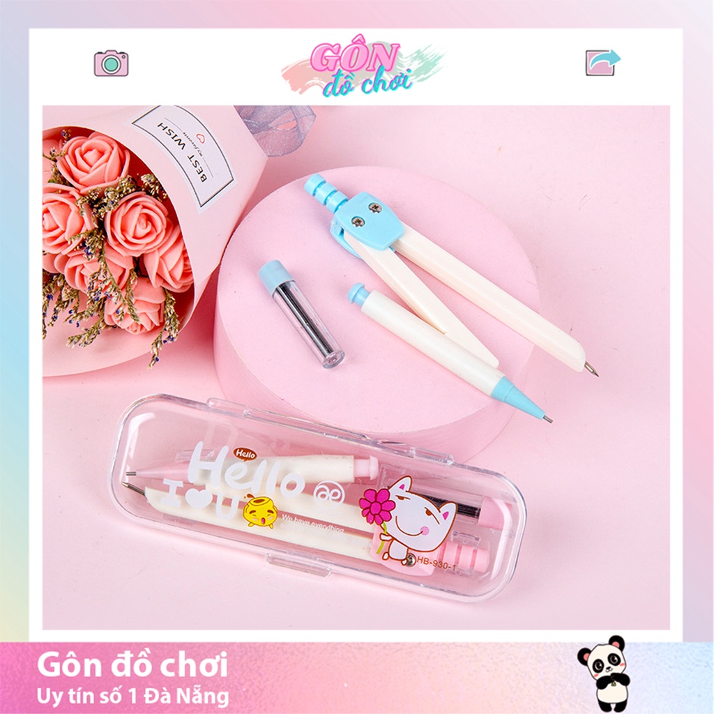 Compa học sinh cute chì kim giá rẻ văn phòng phẩm Gôn đồ chơi