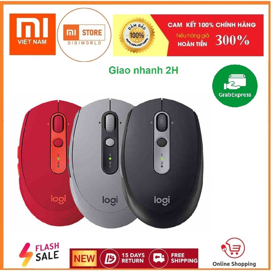 Chuột không dây Bluetooth + Wireless LOGITECH M590 (Đen/Xám/Đỏ) - Hàng Chính Hãng