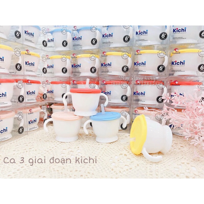 Cốc tập uống Kichilachi 3 giai đoạn kèm ống hút