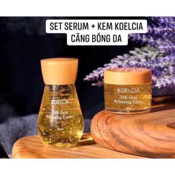 Set dưỡng da Serum và Kem KOELCIA 24K Gold Whitening Hàn Quốc giúp chống lão hóa dưỡng ẩm và trắng sáng tự nhiên