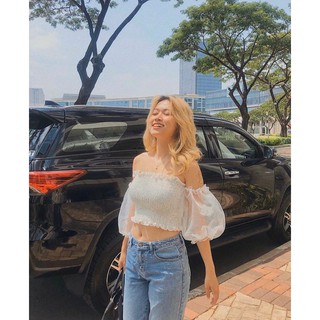 ÁO CROPTOP RỚT VAI TAY VOAN CỰC XINHFREESHIP🍀Chất đẹp - Giá tốt - Kèm Ảnh Thật
