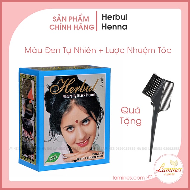 [Quà Tặng] Thuốc Nhuộm Tóc Thảo Dược Herbul Henna Ấn Độ - Màu Đen Natural Black + Tặng Lược Nhuộm Tóc