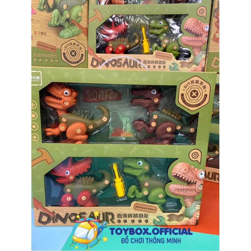 Sét 4 Chú Khủng Long Lắp Ghép Size Lớn, Đồ Chơi Lắp Ráp