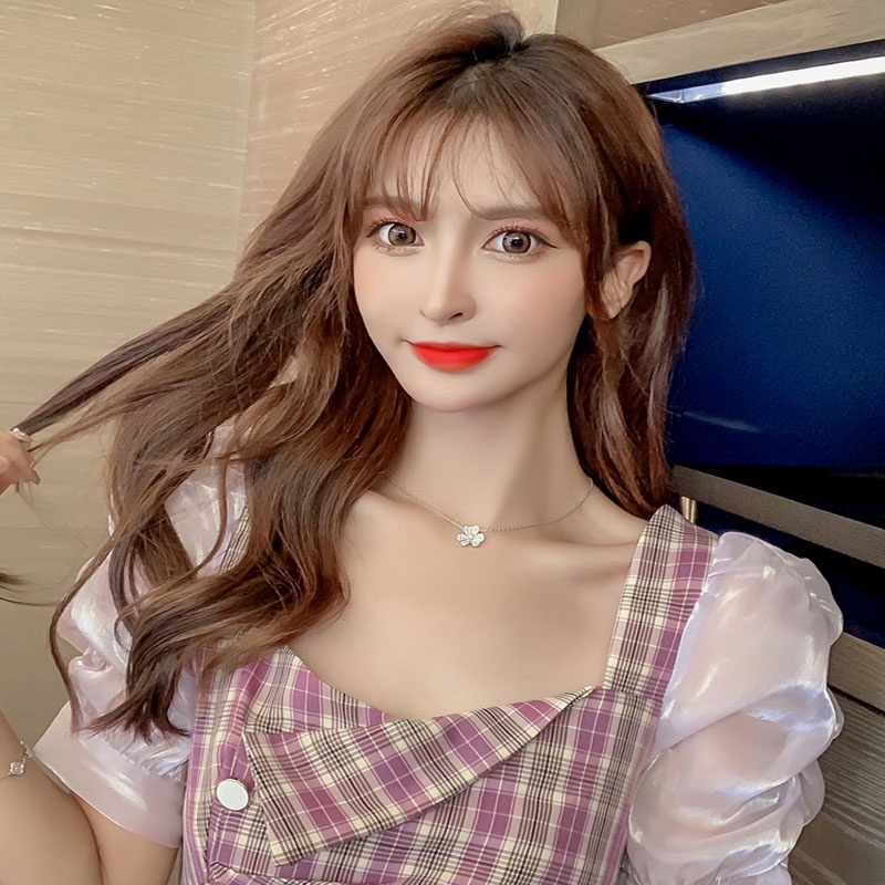 IELGY   Đầm Tím Cổ Vuông Có Khóa Kéo Thời Trang Cho Nữ