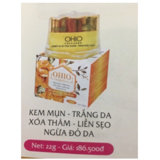 [sale] Kem mụn - Trắng da - Xóa thâm - Liền sẹo - Ngừa đỏ da OHIO chiết xuất trà xanh - tinh dầu gạo ( 22g )