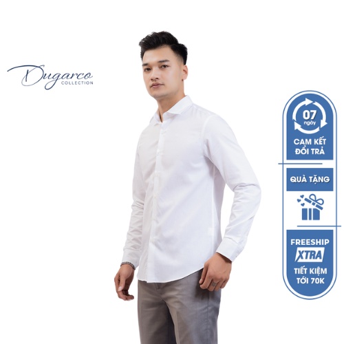 Áo sơ mi trơn DUGARCO dài tay cotton công sở nam 202SM41025