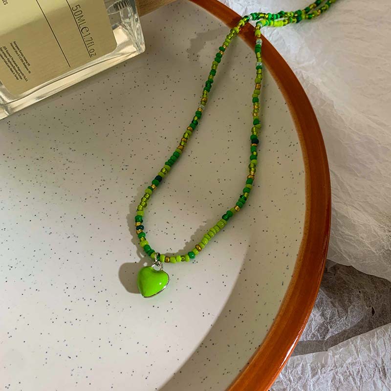 Vòng cổ Ahellogirl mặt trái tim màu sắc ngọt ngào phong cách Hàn Quốc cho nữ