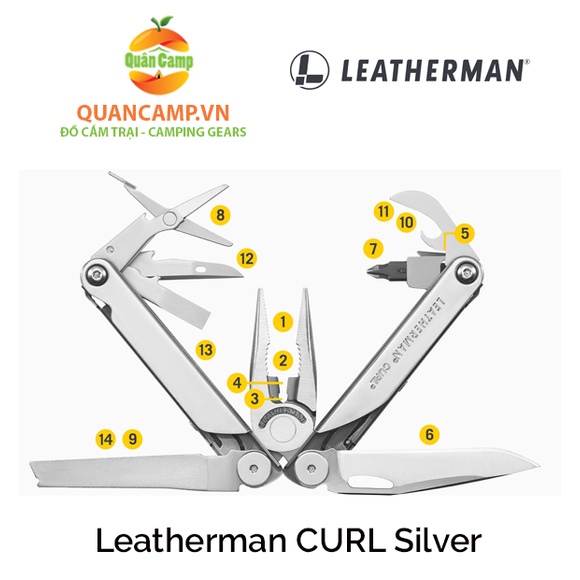 Dụng cụ cầm tay đa năng Leatherman CURL - Silver - 15 tools - Bảo hành chính hãng 25 năm