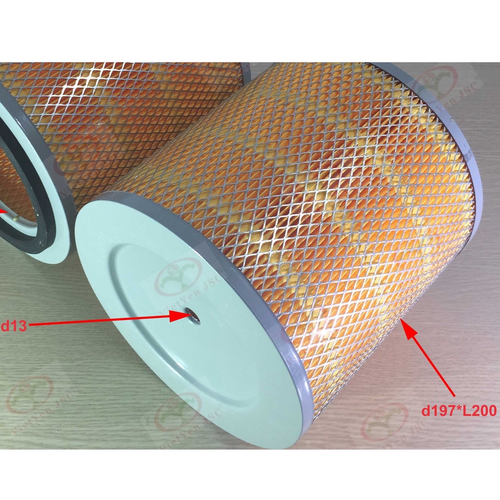 Lọc gió động cơ xe tải, xe ben. Mã lọc A-2020, kích thước 200*200, đáy bằng, lọc đôi
