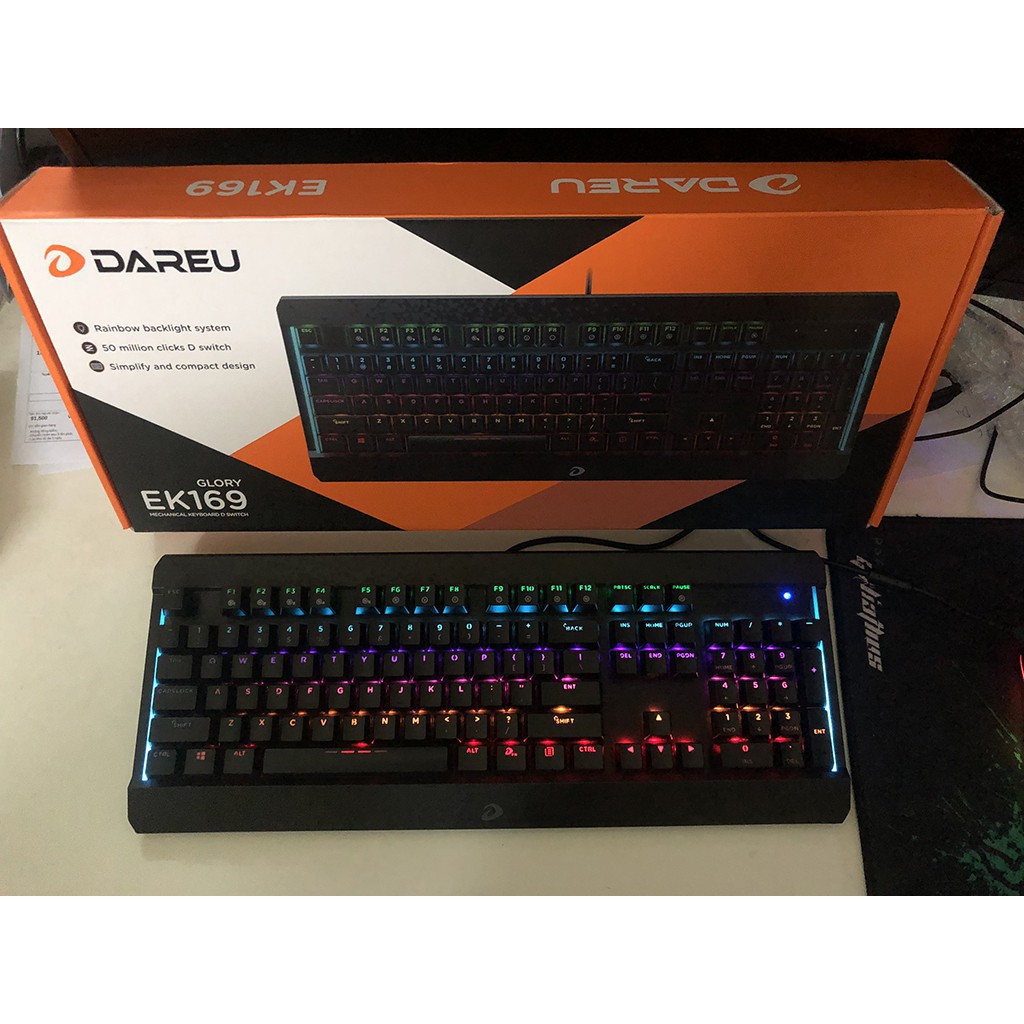 Bàn phím cơ Gaming Dareu EK169 - Màu đen - Led 7 màu - Chính hãng BH 24 tháng - Cam kết lỗi 1 đổi 1