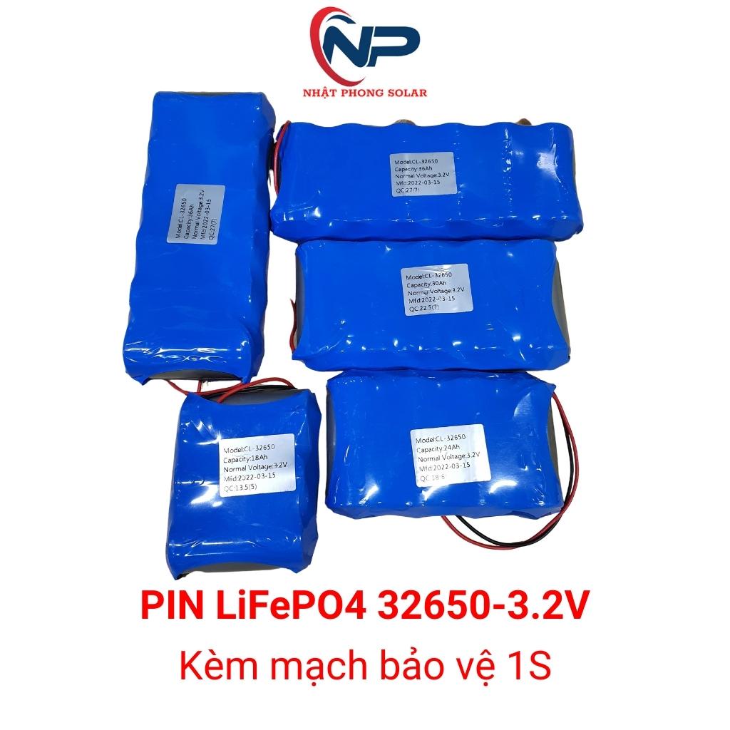 Pin lithium 32650, Nhật Phong Solar LiFePO4 3.2V kèm mạch bảo vệ 1S cho đèn năng lượng mặt trời  60W 100w 200W,300W,400