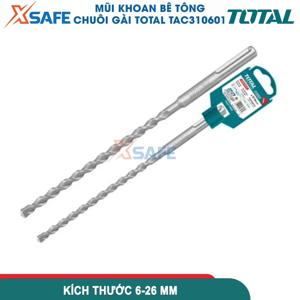 Mũi khoan bê tông chuôi gài Total TAC310601, chất liệu mũi khoan làm từ thép cao cấp, cứng, khoan tường, bê tông