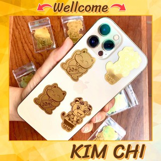 Miếng dán Mèo thần tài và Trâu vàng - Chiêu Tài, Hút Lộc, May Mắn, Bình An - KIM CHI