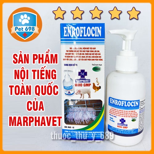 ENROFLOCIN 100ml phòng và chữa bệnh đường hô hấp và tiêu hóa trên gia cầm, gà, lợn con, thú cảnh, thú nhỏ, gà đá