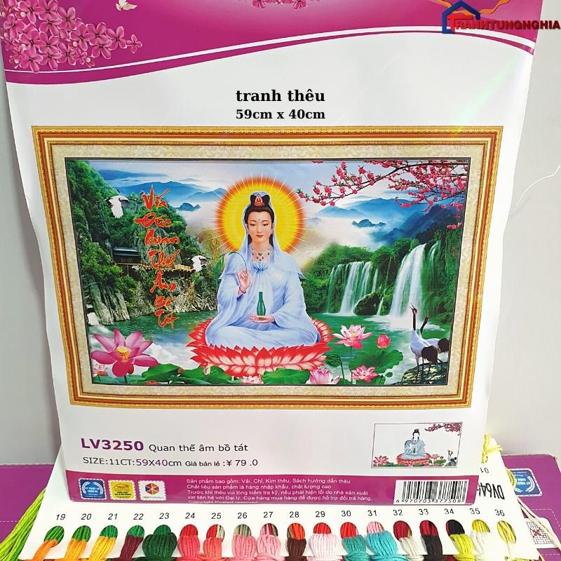 Tranh đính đá, tranh thêu chữ thập quan thế âm bồ tát