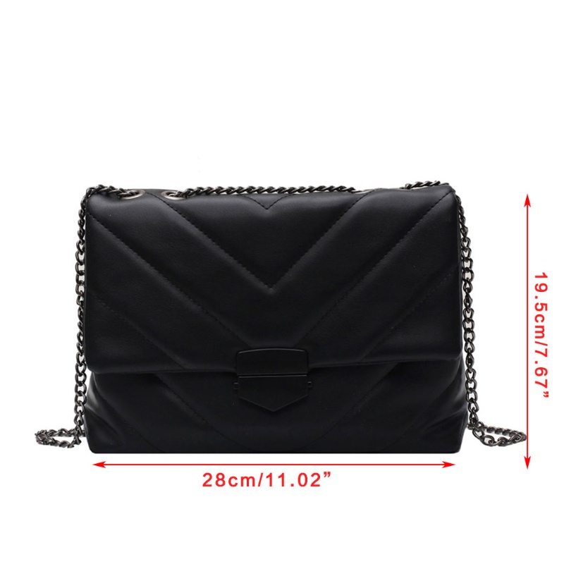 Túi Đeo Chéo Giả Da Thêu Dây Xích Thời Trang Nữ