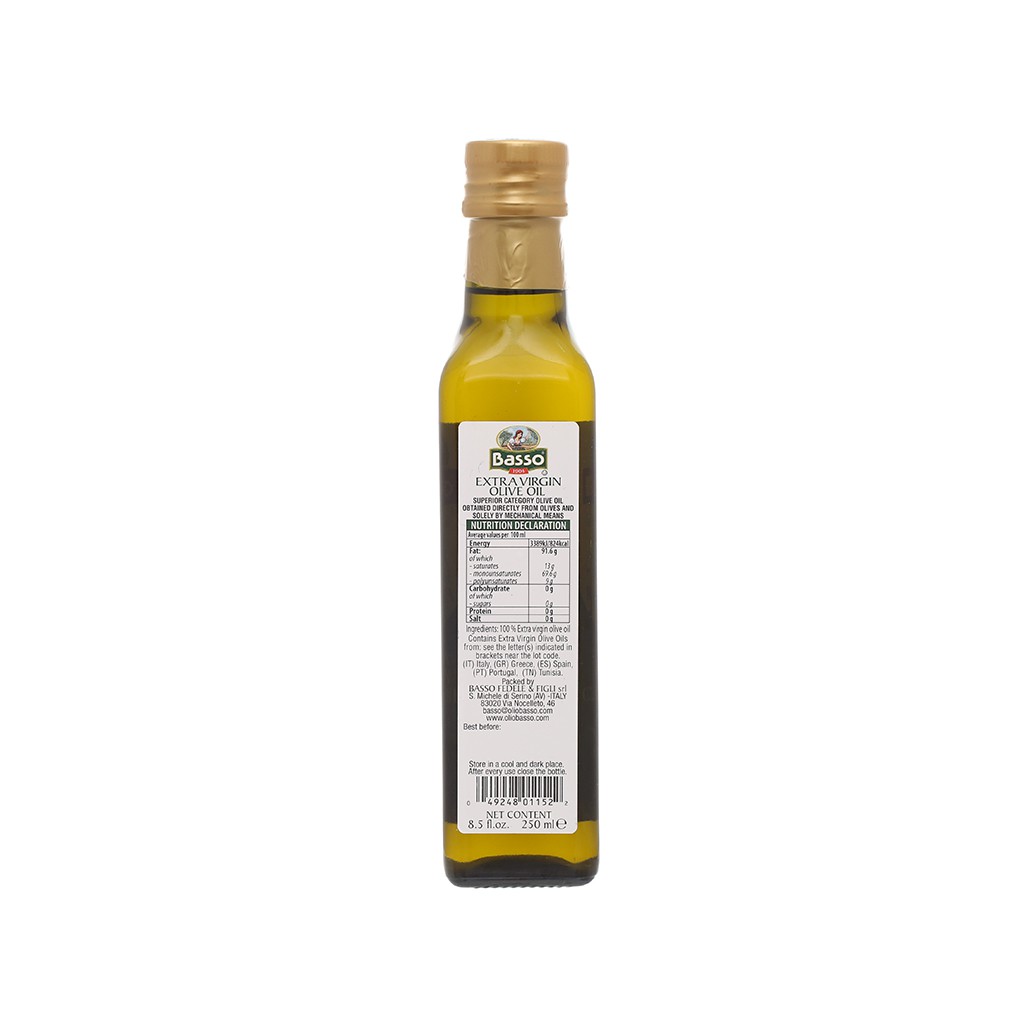 Dầu olive Extra Virgin Basso chai 250ml