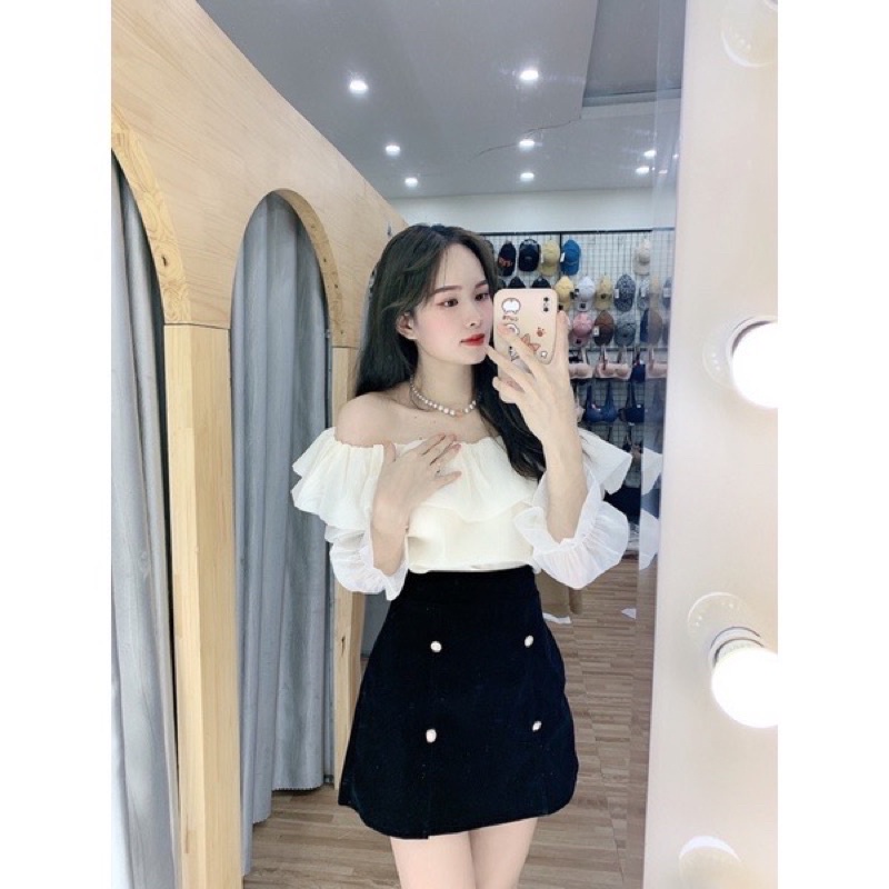 Áo bẹt tay dài trễ vai kiểu ôm bigsize tay bồng công chúa siêu xinh VANISA CT046