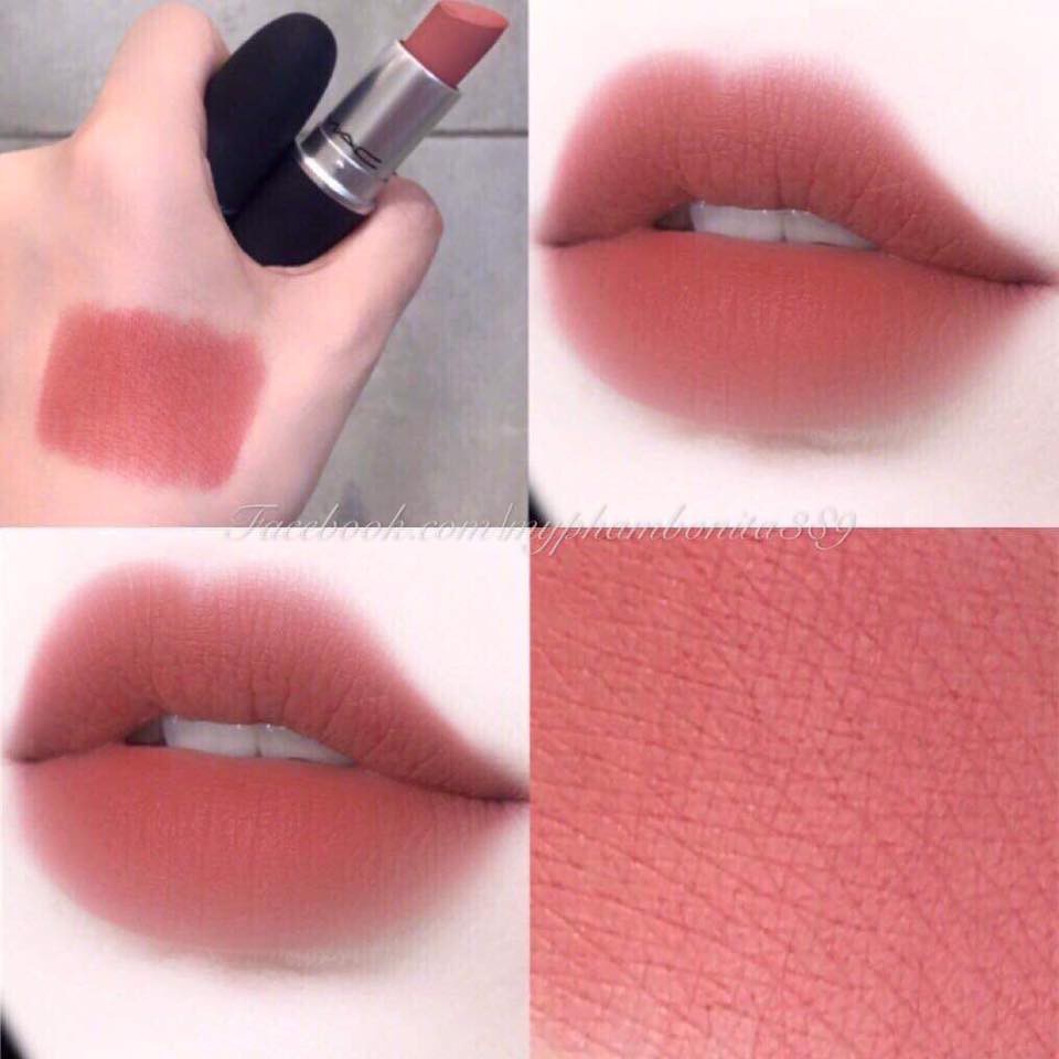 Son MAC Sultry Move 921 Màu Hồng Đào - Powder Kiss Lipstick, son MAC chính hãng date mới bao check code