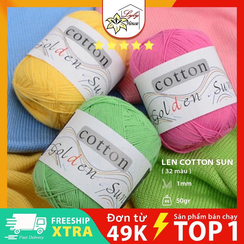 Sợi Cotton Sun 1mm đan móc thú bông khăn áo mũ cao cấp 32 màu