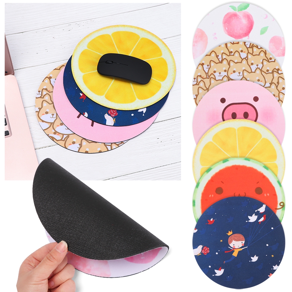 Miếng Lót Chuột Chống Trượt Hình Tròn In Hình Trái Cây