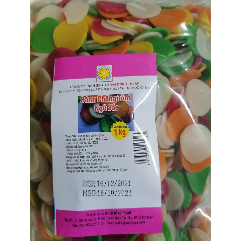 [GÓI LỚN - 1Kg] BÁNH PHỒNG TÔM NGŨ SẮC [VN] ĐẠI ĐỒNG THUẬN Shrimp Chips Mixed Color (ddt-hk)